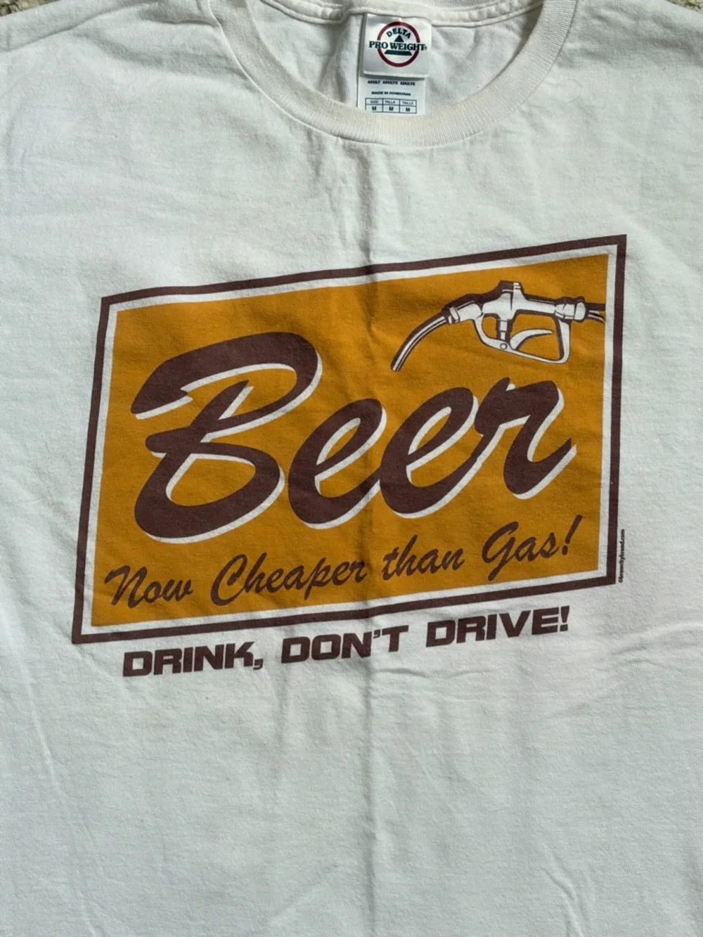 Delta White Short Sleeve Tee with Gold Beer Graphic - Picture 2 of 6
